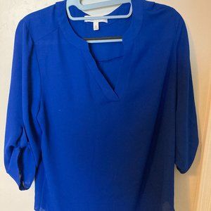 Chaus Blue Long Sleeve Blouse
